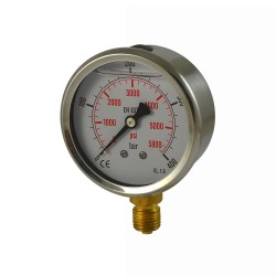 2.5 Inch 63mm Bottom Connection Brass Internal Oil Filled Pressure Gauge Hydraulic Pressure Gauge