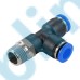 PST-R Metric Tube to Metric BSPT PT Thread Male Run Tee One-touch Fittings
