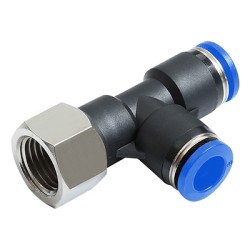 PSTF-R Metric Tube to Metric BSPT PT Thread Female Run Tee One-touch Fittings