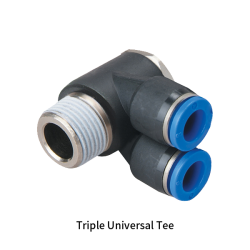 PA-R Metric Tube to Metric BSPT PT Thread Male L Type 3 Way Rotary One-touch Fittings