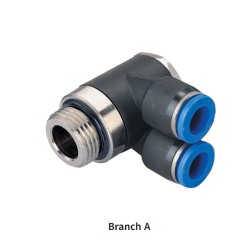 PA-G Metric Tube to BSPP G Thread Male L Type Triple Way Swivel One-touch Fittings