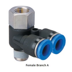 PAF-G Metric Tube to BSPP G Thread Male to Female L Type 4 Way Swivel One-touch Fittings
