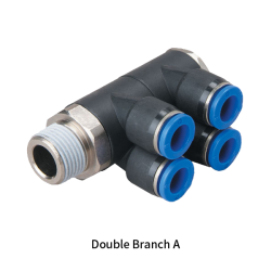PAW-R Metric Tube to BSPT PT Thread Male Double Branch A Type 5 Way Rotary One-touch Fittings