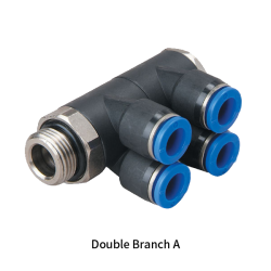 PAW-G Metric Tube to BSPP G Thread Male Double Branch A Type 5 Way Swivel One-touch Fittings