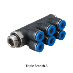 PAT-G Metric Tube to BSPP G Thread Male Triple Branch A Type 7 Way Swivel One-touch Fittings