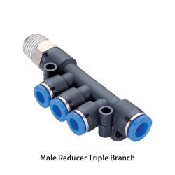 PKD-R Metric Tube Equal or Reducer Triple Branch Male BSPT PT Thread Five Way One-touch Fittings