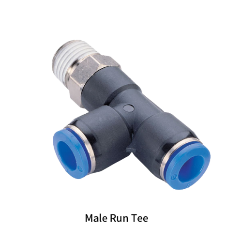 PST-R Metric Tube to Metric BSPT PT Thread Male Run Tee One-touch Fittings