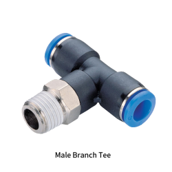 PT-R Metric Tube to Metric BSPT PT Thread Male Branch Tee One-touch Fittings