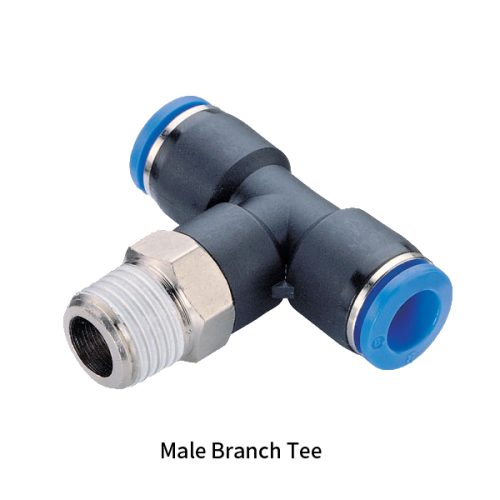 PT-R Metric Tube to Metric BSPT PT Thread Male Branch Tee One-touch Fittings