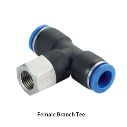 PTF-R Metric Tube to Metric BSPT PT Thread Female Branch Tee One-touch Fittings