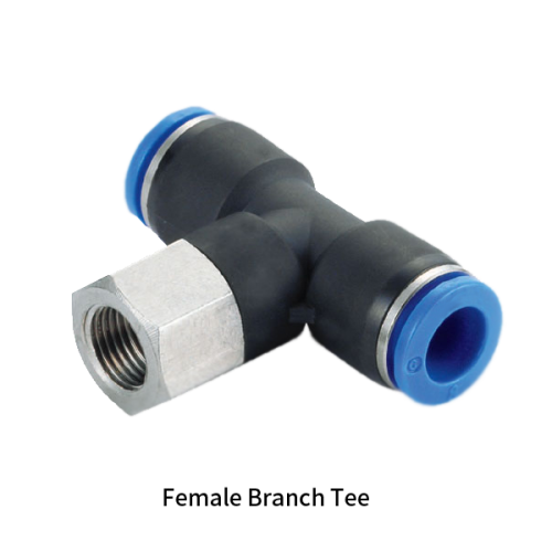 PTF-R Metric Tube to Metric BSPT PT Thread Female Branch Tee One-touch Fittings