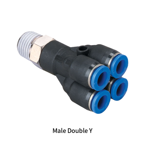 PXT-R Metric Tube BSPT PT Thread Male Double Y Five Way One-touch Fittings